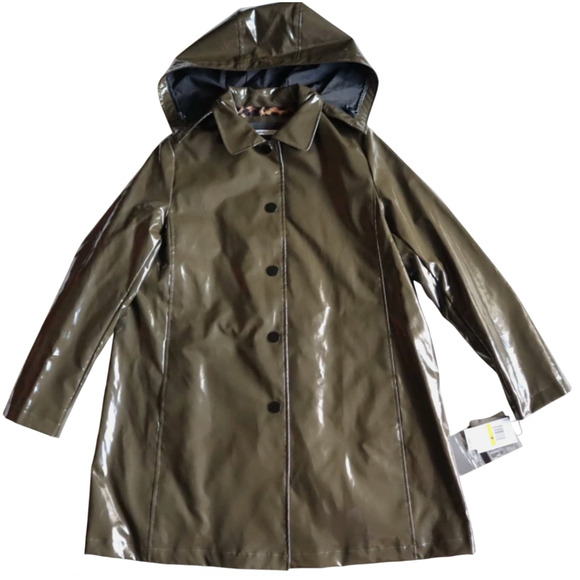 JANE POST ARMY ICONIC LEOPARD FAUX FUR LINED PRINCESS RAIN SLICKER COAT JACKET S - Picture 2 of 16